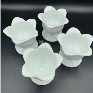 D3- Vintage Xcell White Ceramic Tulip Design Set 4Petal ice cream bowl